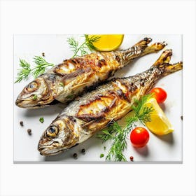 Two Grilled Sardines Canvas Print