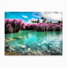 Purple Flowers In The Water Canvas Print