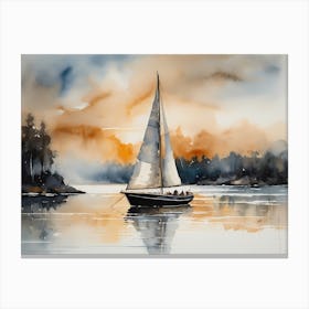 Sailboat Painting Lake House (31) Canvas Print