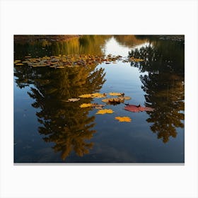 Autumn Leaves In A Pond Canvas Print