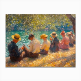 Digital Serenity on La Grande Jatte: Seurat's Sunday in the Smartphone Era Canvas Print