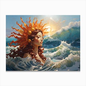 Sun Mermaid In The Ocean Canvas Print