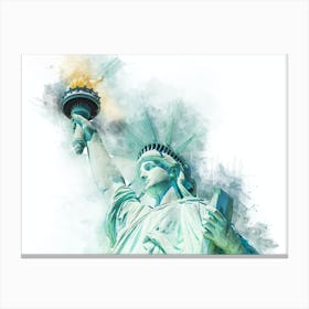 Statue Of Liberty Watercolor Painting Canvas Print