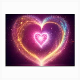 A Colorful Glowing Heart On A Dark Background Horizontal Composition 44 Canvas Print