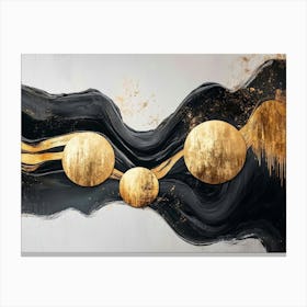 Gold Circles Abstract Painting Canvas Print