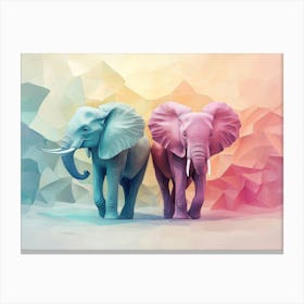 Elephants Animal Abstract Art In Pastel Colors 1 Canvas Print