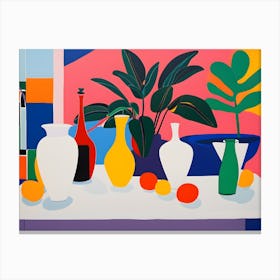 Vases And Fruit Abstract Canvas Print