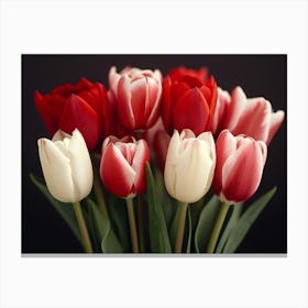 Red And White Tulips Canvas Print