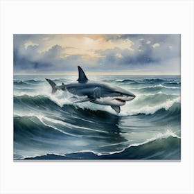 White Shark Hunting Canvas Print