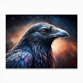 Raven Portrait Illustration Canvas Print