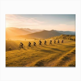 Sunset Mountain Bikers Canvas Print
