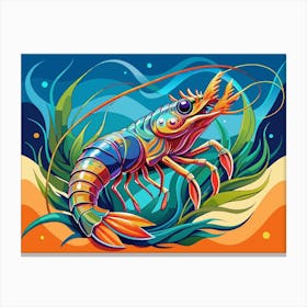 Colorful Shrimp In A Underwater Scene Canvas Print