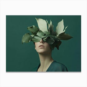 Woman With Leaves On Her Head Canvas Print