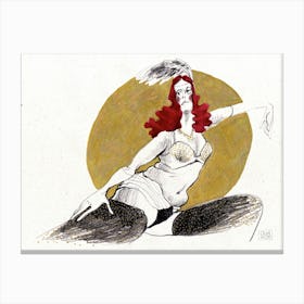Hand Drawing of Burlesque Dancer In Lingerie Canvas Print