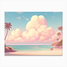 Pink Clouds On The Beach Canvas Print