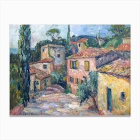 Serene Streetscape Painting Inspired By Paul Cezanne Canvas Print