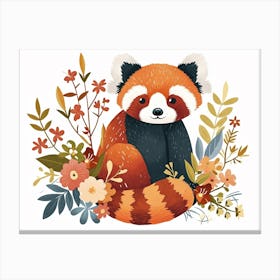 Little Floral Red Panda 3 Canvas Print
