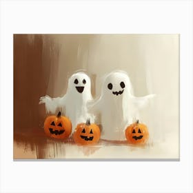 Ghosts And Pumpkins 3 Canvas Print