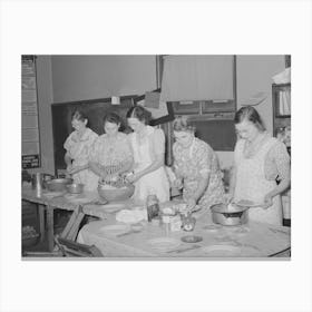 Wives Of Striking Members Of Oil Workers Union Preparing Lunch For Picketers, Seminole, Oklahoma By Russell Lee Canvas Print