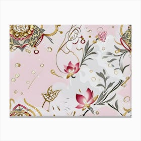 Pink Floral Wallpaper Canvas Print