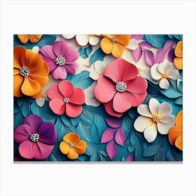 3d With Vibrant Floral Pattern 3 Canvas Print