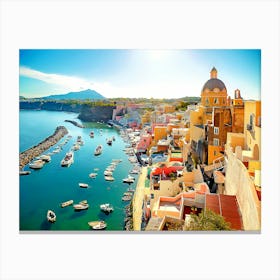 Colorful Corricella Village On Procida Island Campania, Italy Canvas Print