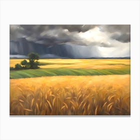 Stormy Wheat Field Abstract 4 Canvas Print