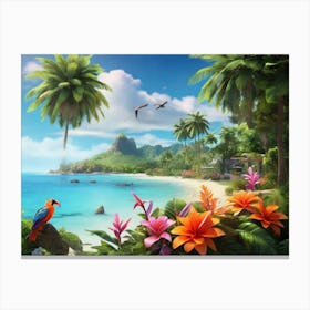 Tropical Paradise paintings art print 1 Canvas Print