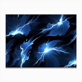 Seamless Pattern Of Abstract Blue Flowers With Lightning Bolts Canvas Print