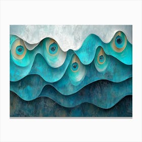 3d Art With Blues, Turquoise, And Grays In A Gray Light Canvas Print