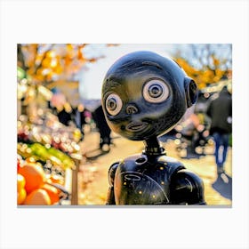 Robot In The Market Canvas Print