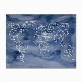 Geometrical World Indigo Aquarelle Canvas Print