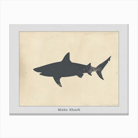 Mako Shark Grey Silhouette 4 Poster Canvas Print