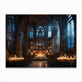 Candlelit Church Paintings Art Print Canvas Print