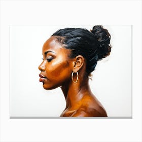 Side Profile Of Beautiful Woman Oil Painting 186 Canvas Print