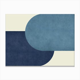 Halfmoon Colorblock - Mid-century Modern Abstract Minimalist Blue Navy Canvas Print