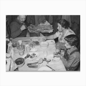 Noonday Meal Of Ole Thompson Family, Williams County, No Vegetables, But Chicken Because It Is Cheapest Meat Canvas Print