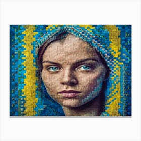 Ukrainian women against the war. Mosaic art. 1 Canvas Print