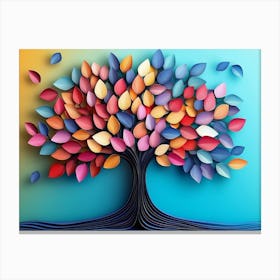 Colorful Tree with Multicolor Leaves Canvas Print