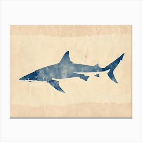 Blue Shark Grey Silhouette 3 Canvas Print
