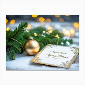 A Hand Made Decoration Of The Year A Perfect Winter Spectacle Where An Evergreen Tree Branch Rests Canvas Print