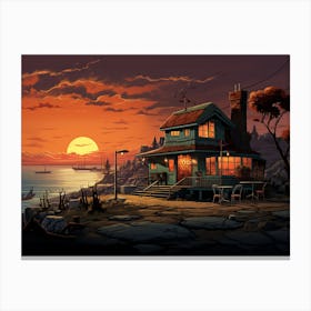 House On The Cliff Canvas Print
