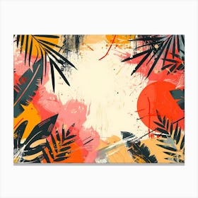 Abstract Tropical Leaf And Paint Splatter Design Canvas Print