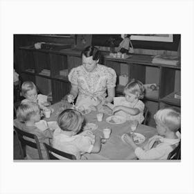 Kindergarten Children Eating Lunch, Lake Dick Project, Arkansas By Russell Lee 1 Canvas Print