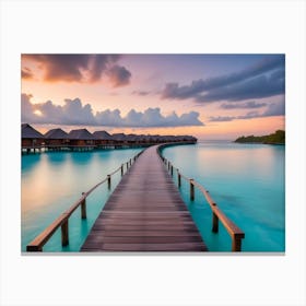 Sunset At The Maldives Canvas Print