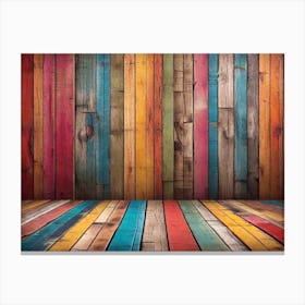 Colorful wood plank texture background 14 Canvas Print