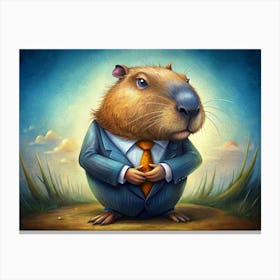 Capybara In A Suit Canvas Print