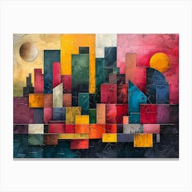 Colorful Cityscape, Cubism Canvas Print