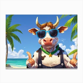 Cow On The Beach 2 Canvas Print