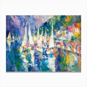 Sailboats In The Harbor 5 Canvas Print